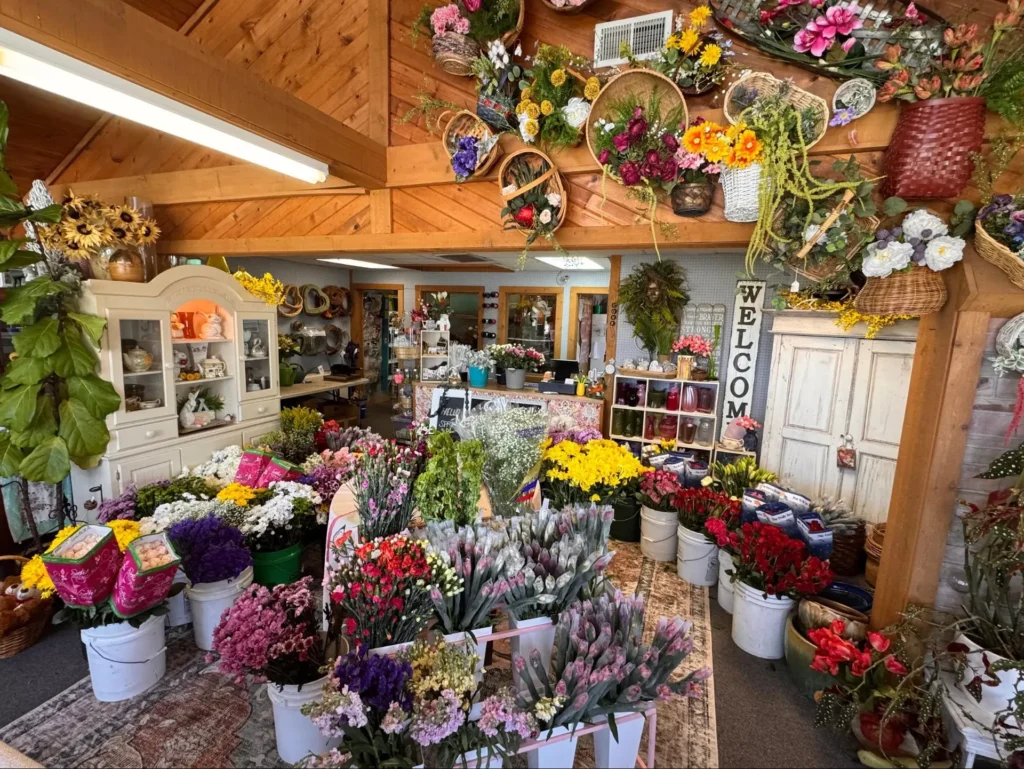 Interior of Azar's Flower Gallery showcasing fresh flowers and floral displays in Fort Wayne
